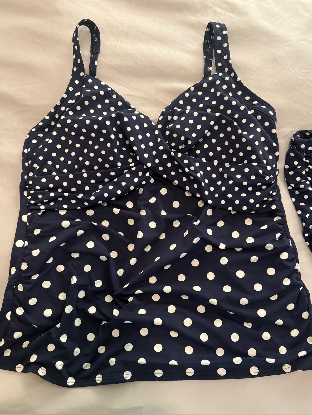 Land’s End Navy Polka Dot Tankini Top